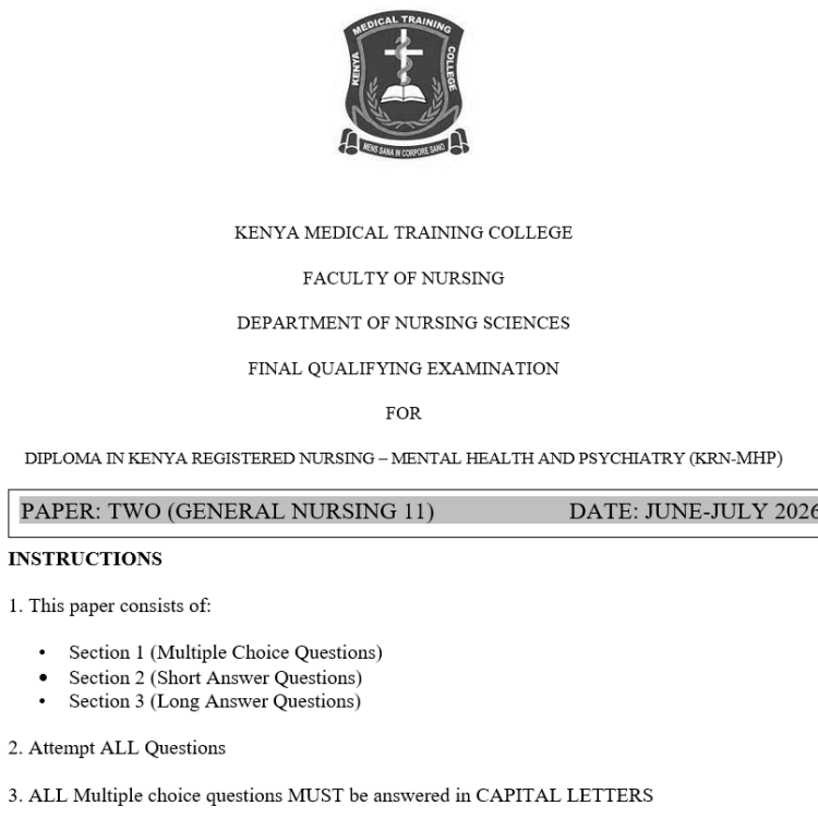 Paper 2(General Nursing 2), FQE, Diploma, KRN-MHP, 100 MCQS, 100 SAQS, 100 LAQS, Answers and Rationales, June-July 2026 predictions