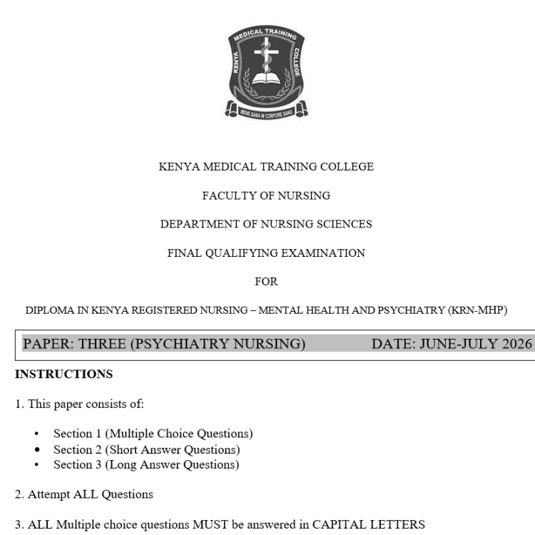 Paper 3(Psychiatry Nursing), FQE, Diploma, KRN-MHP, 100 MCQS, 100 SAQS, 100 LAQS, Answers and Rationales, June-July 2026 predictions