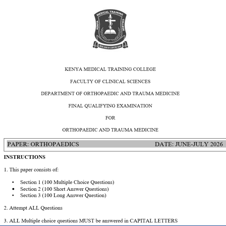 Orthopaedics, FQE, Orthopaedics and trauma Medicine, 100 MCQS, 100 SAQS, 80 LAQS, Answers and Rationales, June-July 2026 predictions