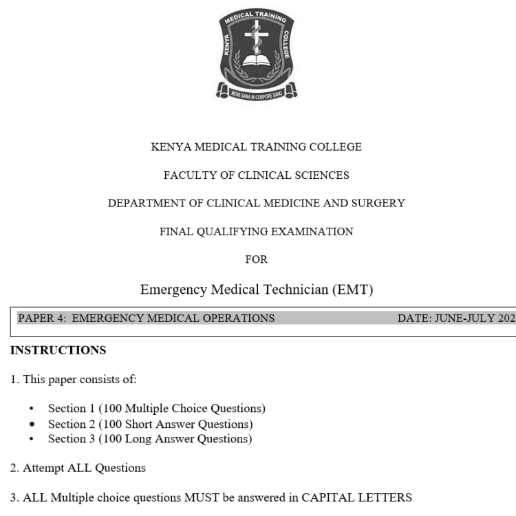 PAPER 4 EMERGENCY MEDICAL OPERATIONS, 100 MCQs, 100 SAQs, 100 LAQs, Answers and Rationales, June–July 2026 FQEs predictions
