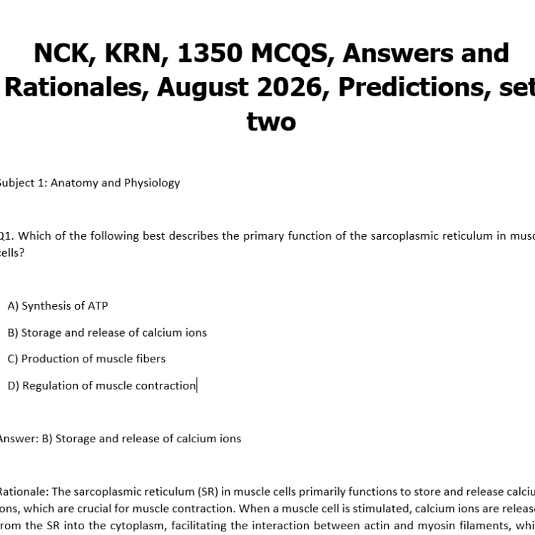 NCK, KRN, 1350 MCQS, Answers and Rationales, August 2026, Predictions, set two